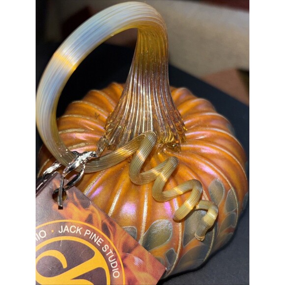 Jack Pine Hand Blown Glass Pumpkin Artisan Crafted Glass Pumpkin Unique Glass - Picture 11 of 12